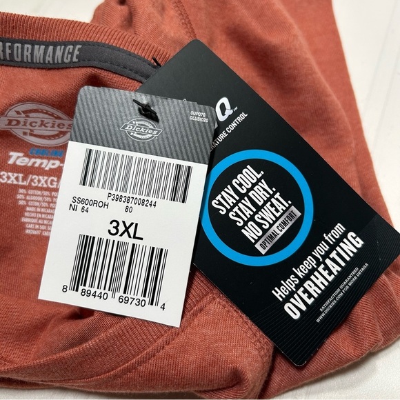 Dickies Men’s 3XL Red Rock Heather Pullover Temp IQ Performance Cooling T Shirt - Picture 7 of 10